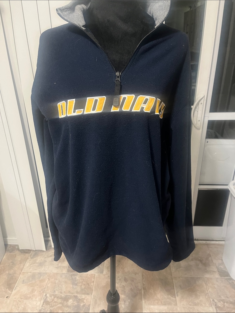 Old Navy Navy Quarter-Zip Pullover with Yellow Logo